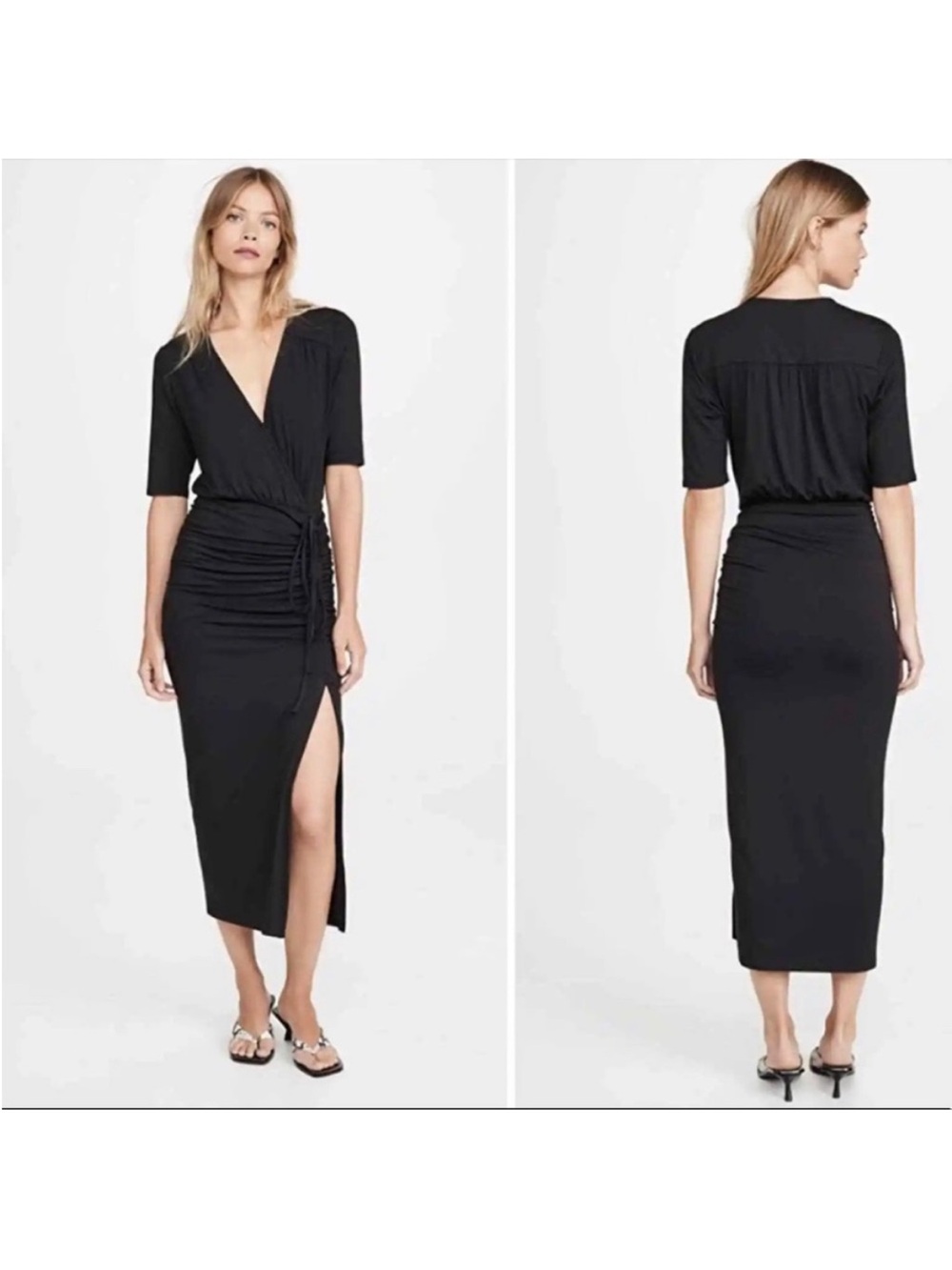 Veronica Beard Mariposa Ruched Maxi Dress Black M